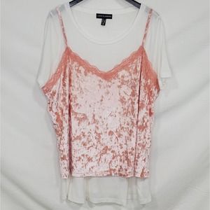 Live & Legend Velour V-Neck Tank Over White Tee